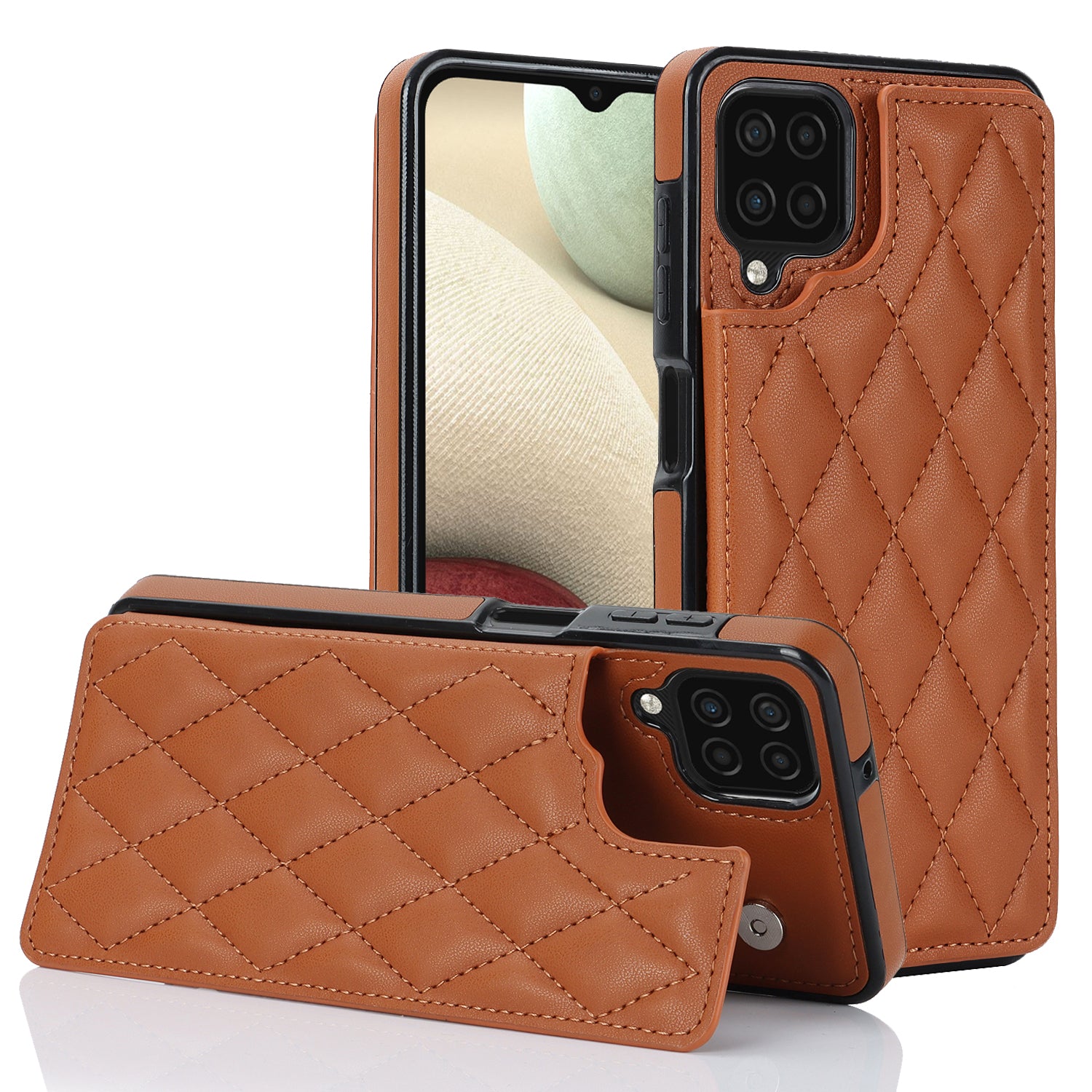 For Samsung Galaxy A12 Kickstand Phone Case PU Leather TPU Card Holder RFID Blocking Cover For Samsung Galaxy A12 Kickstand Phone Case PU Leather TPU Card Holder RFID Blocking Cover